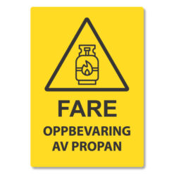 fareskilt fare oppbevaring av propan