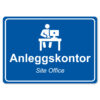 byggeplass brakkeskilt blå anleggskontor