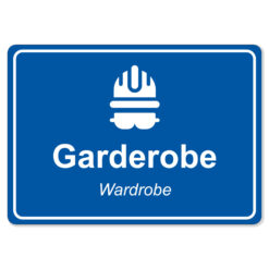 byggeplass brakkeskilt blå garderobe