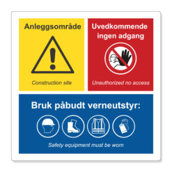 kombiskilt adgang og verneutstyr