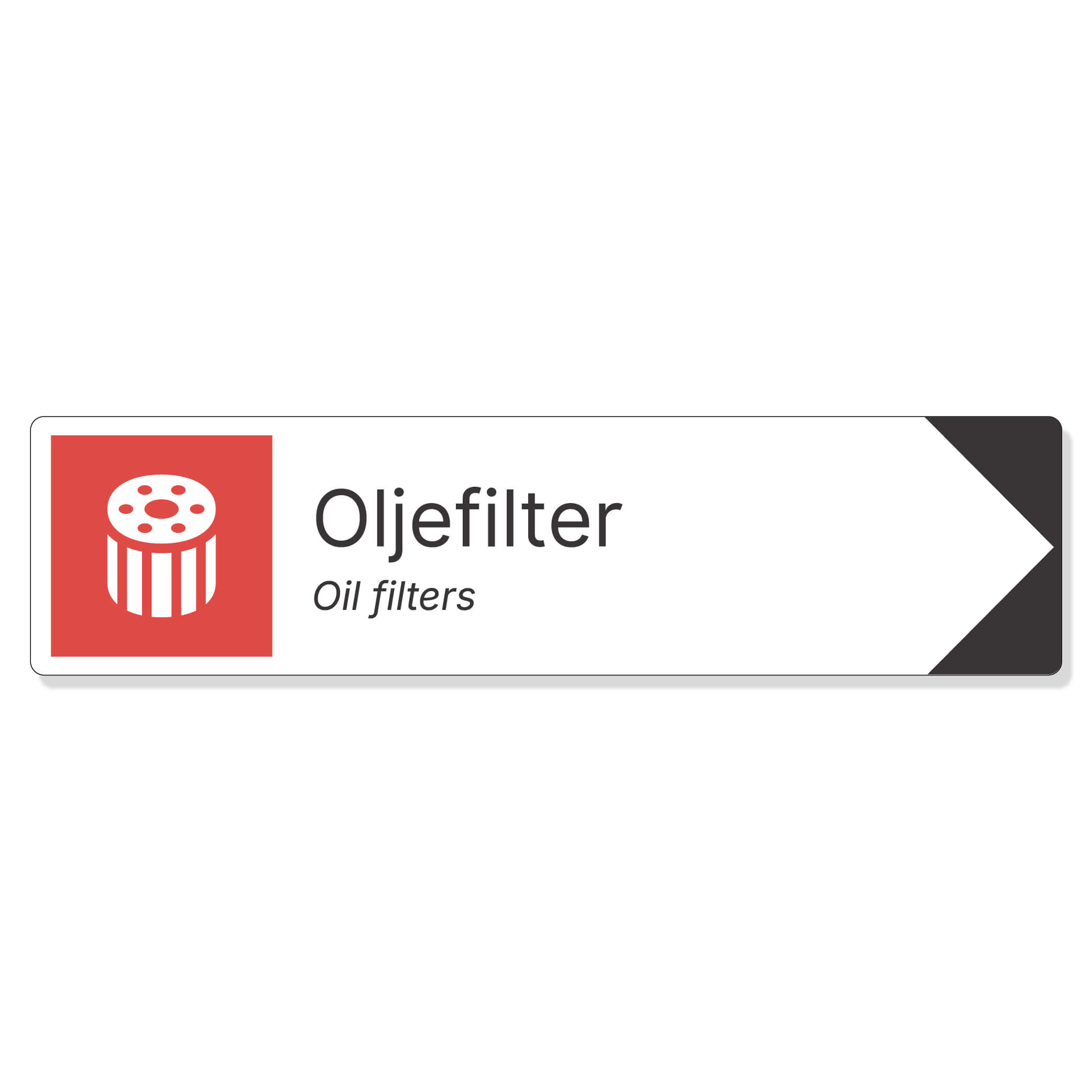 byggeplass pil sortering oljefilter + engelsk