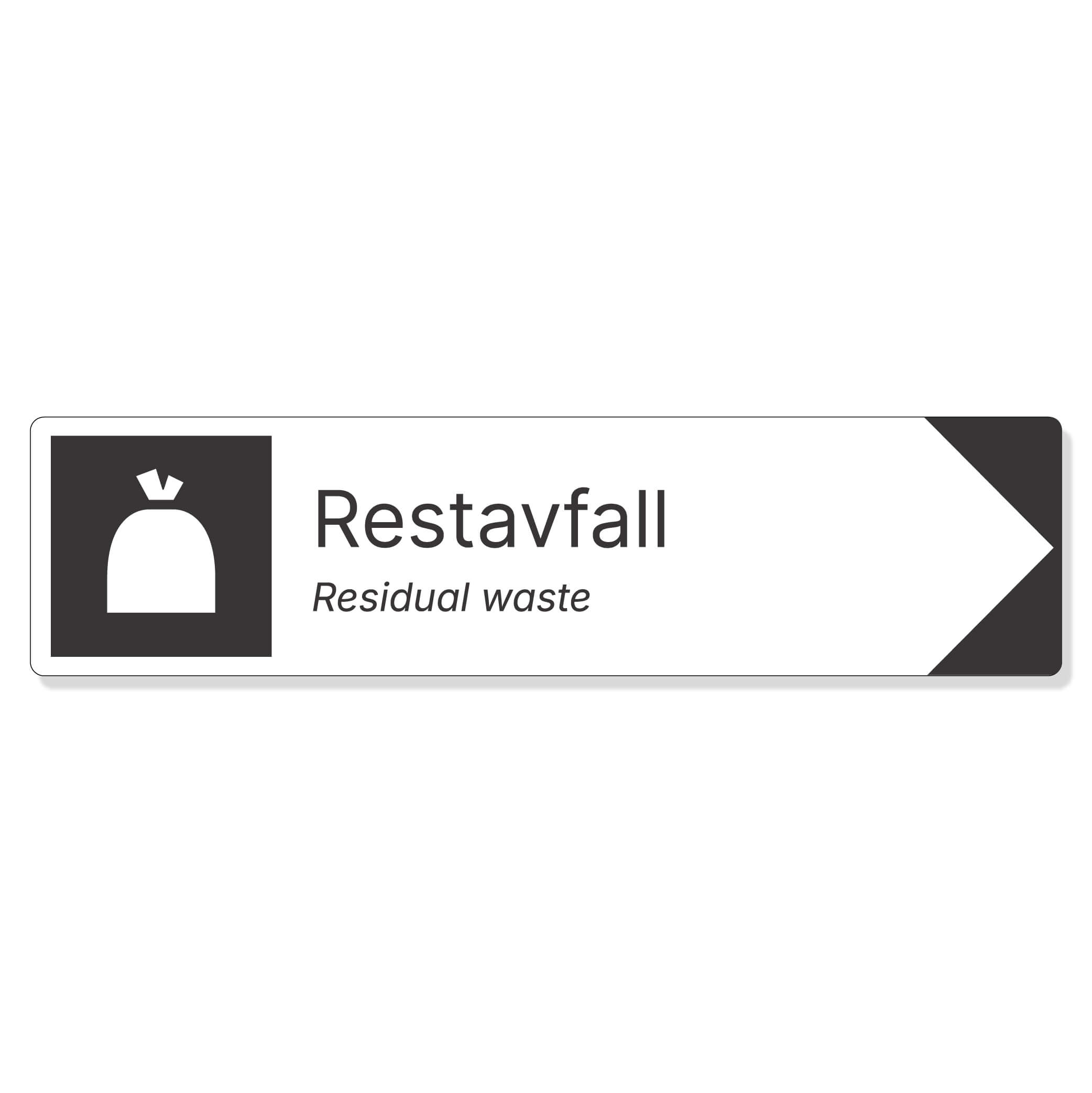 byggeplass pil sortering restavfall + engelsk