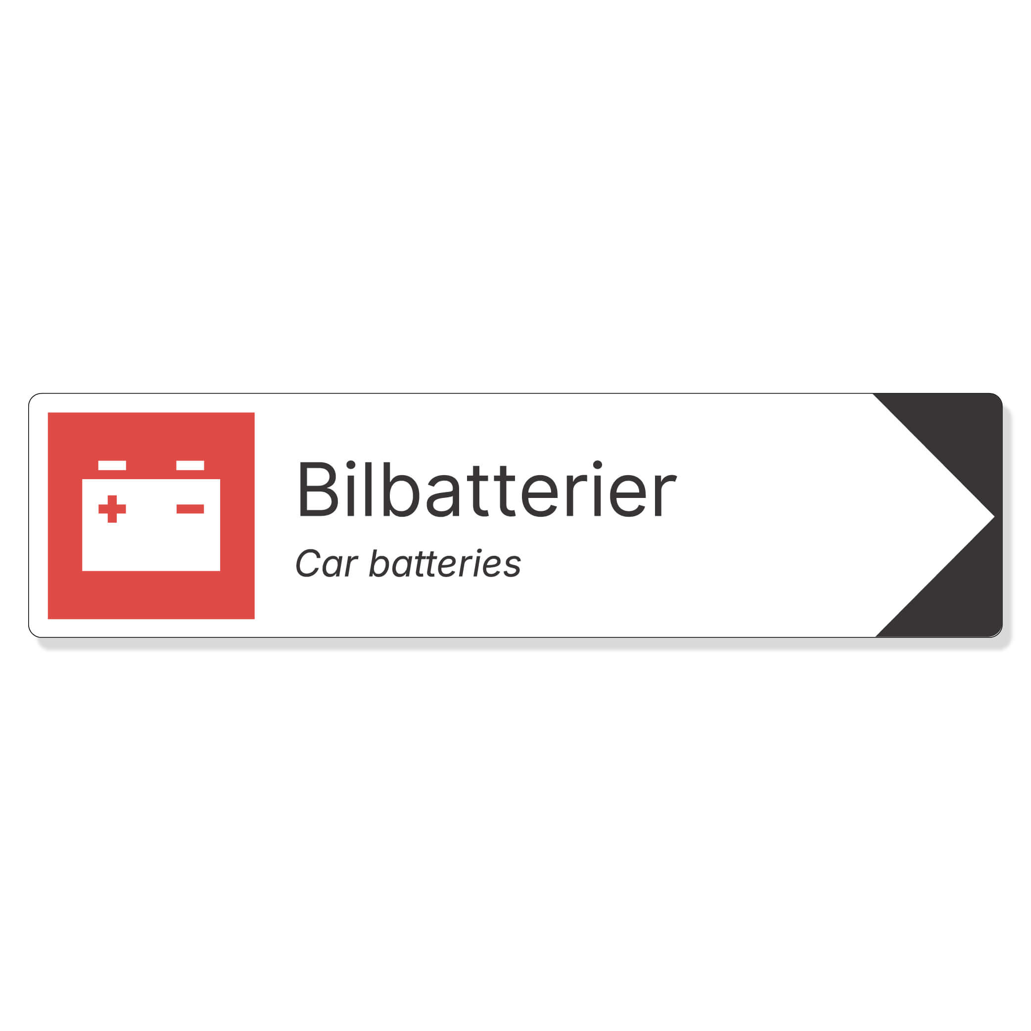 byggeplass pil sortering bilbatterier + engelsk