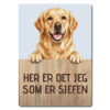morsomt hundeskilt – sjefen – golden retriever