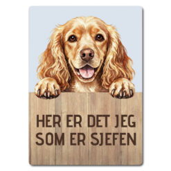 morsomt hundeskilt – sjefen – cocker spaniel