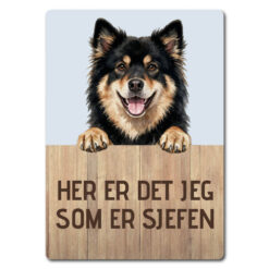 morsomt hundeskilt – sjefen – finsk lapphund