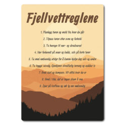 koselig skilt til hytta fjellvettreglene