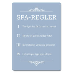 elegant spa regler skilt – eksklusivt skilt til baderom og velvære