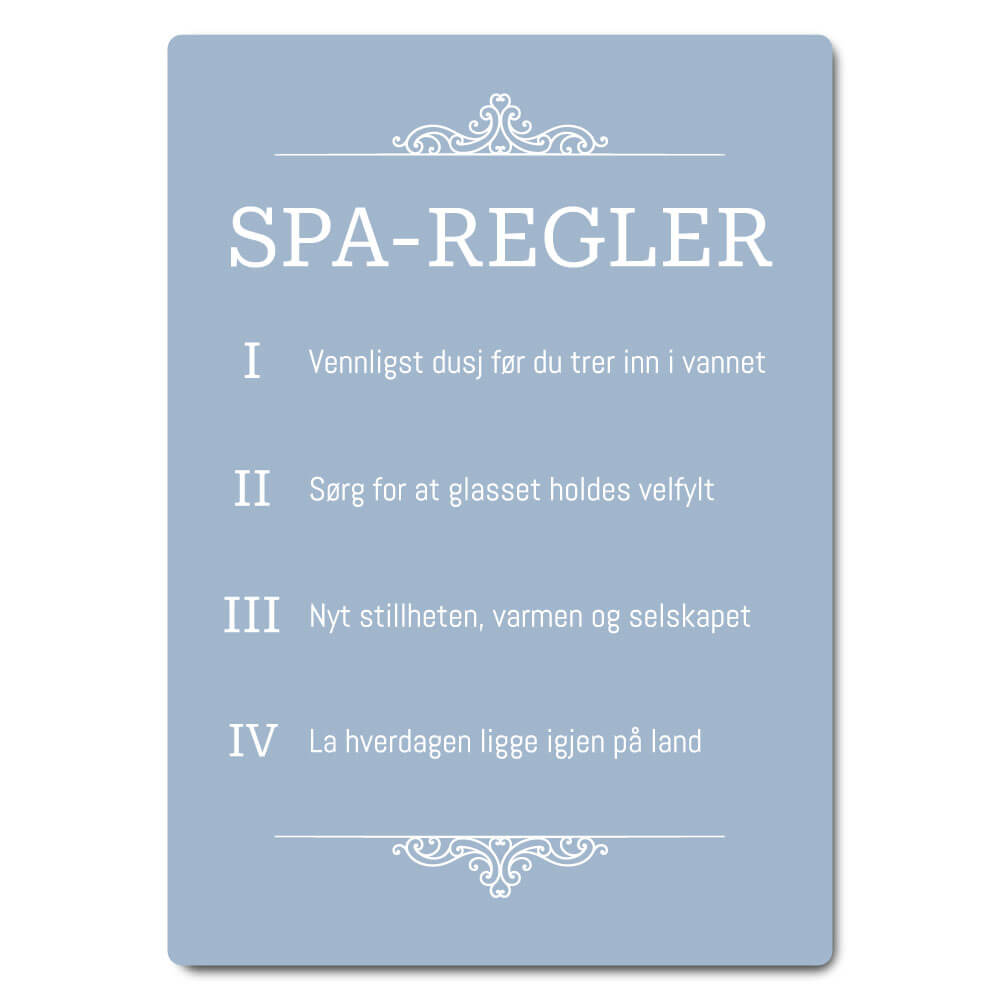 elegant spa regler skilt – eksklusivt skilt til baderom og velvære